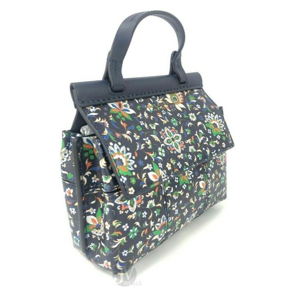 NEW Tory Burch Block Navy Soleil Floral Leather Mini Satchel Crossbody Bag - Picture 13 of 14